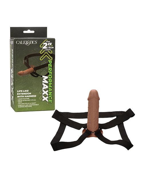 product image, Performance Maxx Life-Like Penis Extension w/Harness - Brown - SEXYEONE