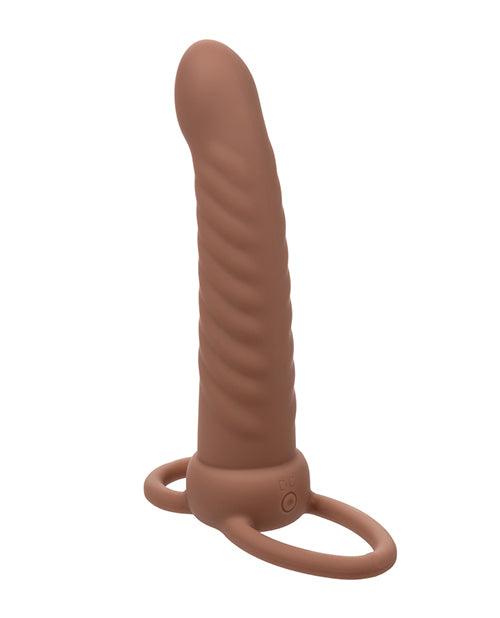 image of product,Performance Maxx Rechargeable Ribbed Dual Penetrator - Brown - SEXYEONE