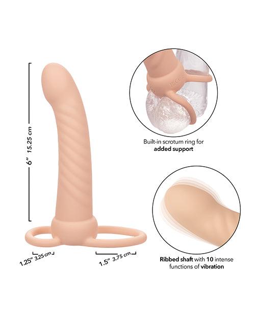 image of product,Performance Maxx Rechargeable Ribbed Dual Penetrator - Ivory - SEXYEONE