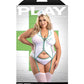 Play Herbal Remedy Mesh Side Panel, Lace Gartered Bustier w/Panty & Medic Headpiece White - SEXYEONE