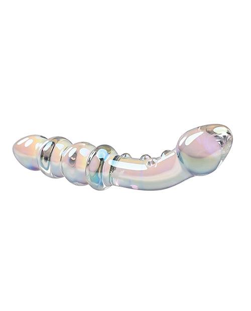 image of product,Playboy Pleasure Jewels Double Glass Dildo w/Anal Beads - Clear - SEXYEONE