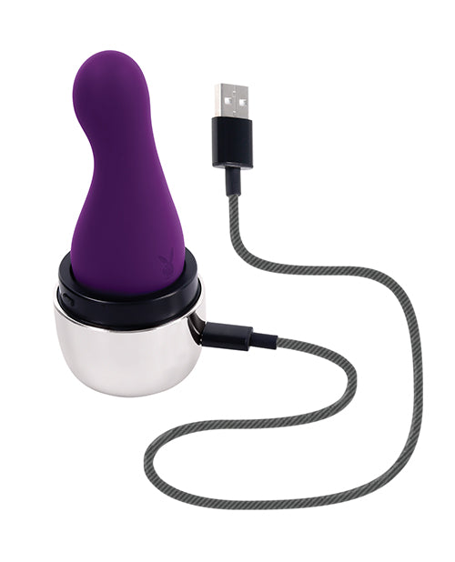 image of product,Playboy Pleasure The Jet Set Vibrator - Acai/Silver - SEXYEONE