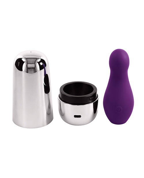 image of product,Playboy Pleasure The Jet Set Vibrator - Acai/Silver - SEXYEONE