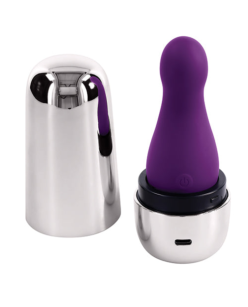 image of product,Playboy Pleasure The Jet Set Vibrator - Acai/Silver - SEXYEONE