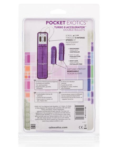 image of product,Pocket Exotics Turbo 8 Accelerator Double Bullets - Purple - SEXYEONE