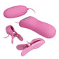 Pretty Love Electric Shock Vibro Nipple Clamps & Bullet - Pink - SEXYEONE