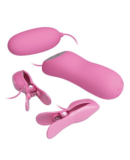 Pretty Love Electric Shock Vibro Nipple Clamps & Bullet - Pink - SEXYEONE