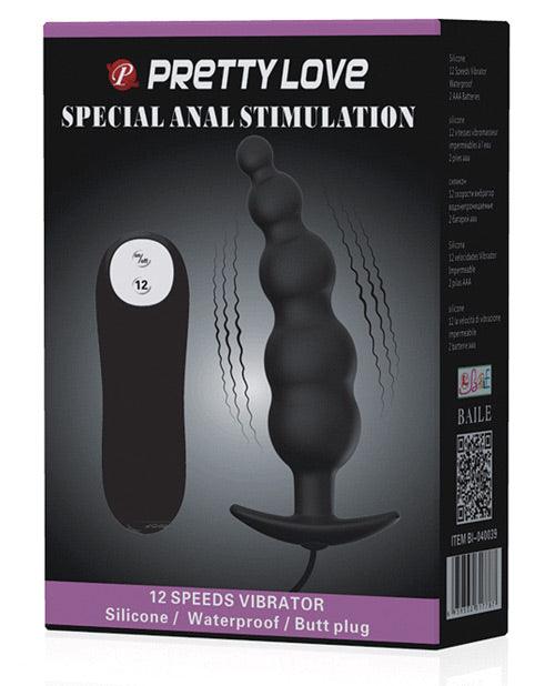 product image, Pretty Love Vibrating Bead Shaped Butt Plug - Black - SEXYEONE