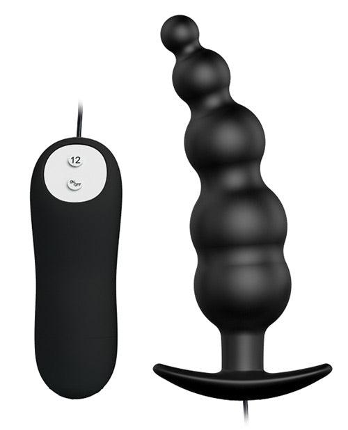 image of product,Pretty Love Vibrating Bead Shaped Butt Plug - Black - SEXYEONE