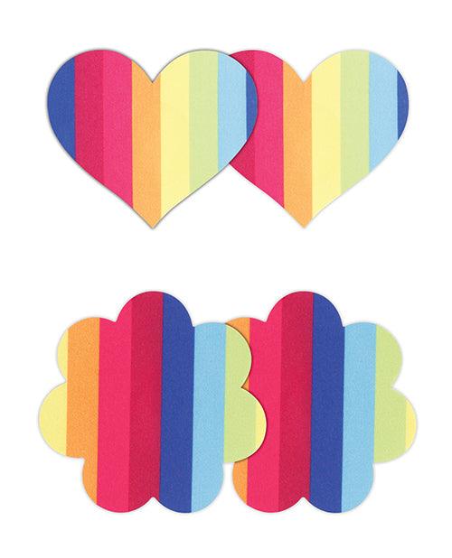 image of product,Pretty Pasties Pride Heart & Flower Rainbow - 2 Pair - SEXYEONE