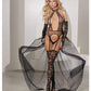 Private Dancer Gartered Teddy w/Thigh High Stocking & Detachable Train Black - SEXYEONE