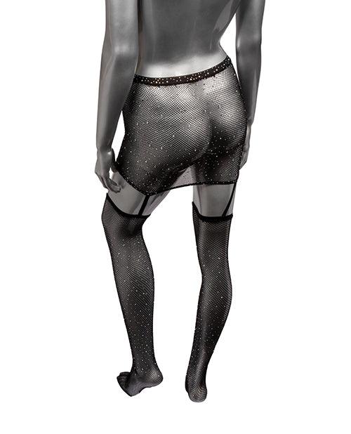 image of product,Radiance One Piece Garter Skirt W/thigh Highs - Black - SEXYEONE