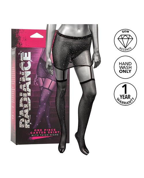 image of product,Radiance One Piece Garter Skirt W/thigh Highs - Black - SEXYEONE