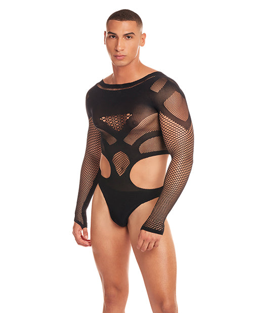 product image, Rainbow Party Out of Orbit Mesh Bodysuit - Black - SEXYEONE