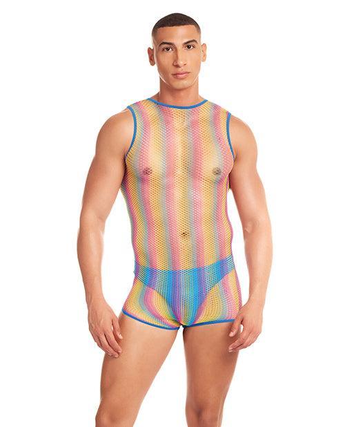 product image, Rainbow Party Pride Star Mesh Singlet 2 pc Set - Rainbow - SEXYEONE