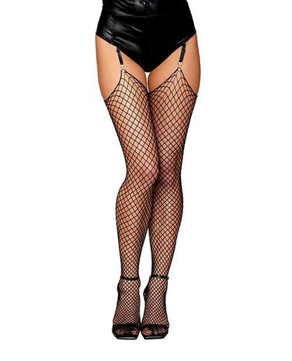 Raw Edge Diamond Net Thigh Highs - Black O/S - SEXYEONE