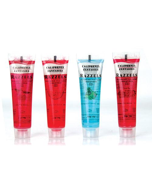 product image,Razzels 3 in 1 Warming Lubricant - .5 oz Tube Asst. Flavors Bowl of 52 - SEXYEONE