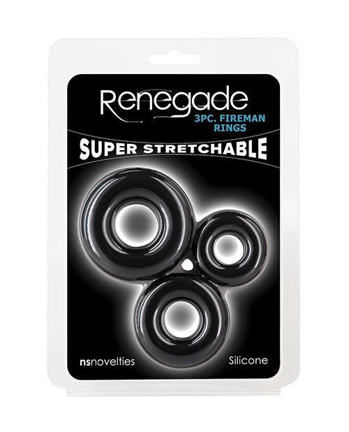 product image, Renegade Fireman Cock Rings - Pack of 3 Black - SEXYEONE