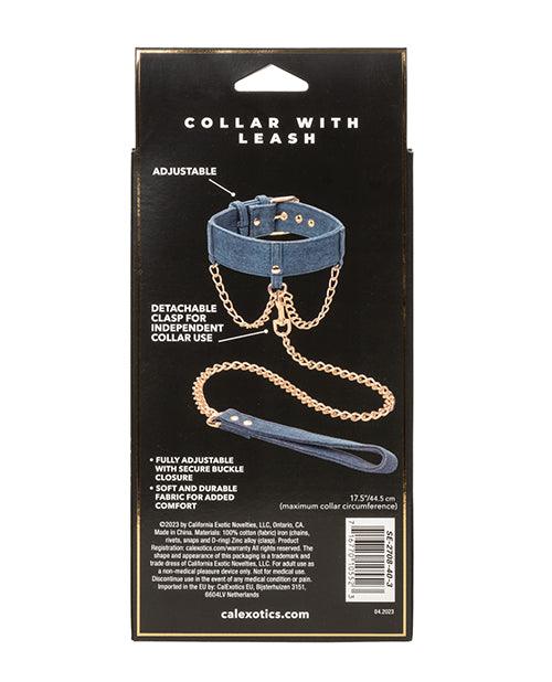 image of product,Ride 'em Premium Denim Collection Collar W/leash - SEXYEONE