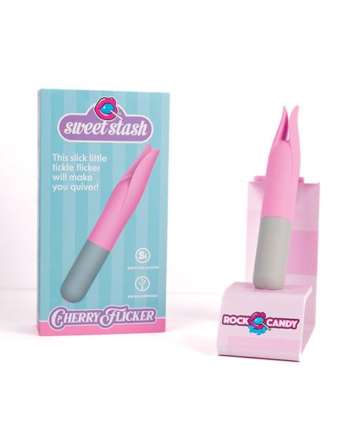 image of product,Rock Candy Cherry Flicker Clit Tickler - Pink/Grey - SEXYEONE