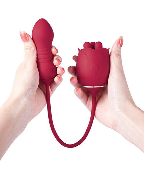 product image,Rosa Rotating Rose Toy & Thrusting Vibrator - Red - SEXYEONE