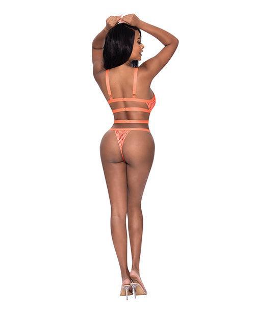 image of product,Rude Awakening Strappy Teddy Orange - SEXYEONE