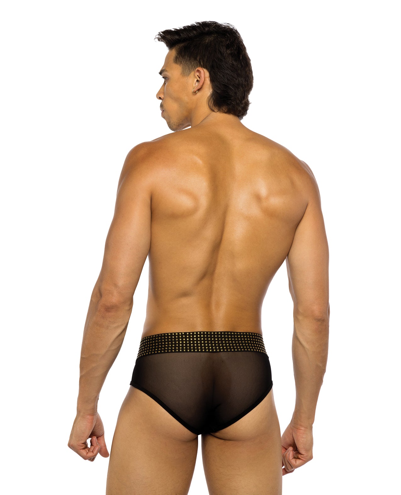 image of product,Sacred Heart Briefs w/Studded Elastic Waist Band - Black - SEXYEONE