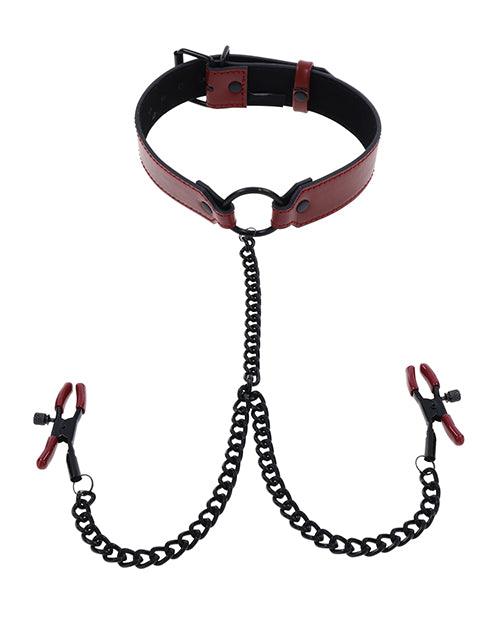 image of product,Saffron Collar w/Chain Nipple Clamps - SEXYEONE