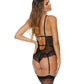 Scallop Lace & Mesh Gartered Teddy Black - SEXYEONE