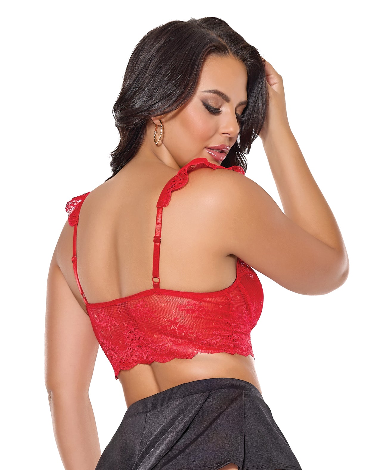 image of product,Scallop Stretch Lace Soft Cup Bralette - Red O/S - SEXYEONE