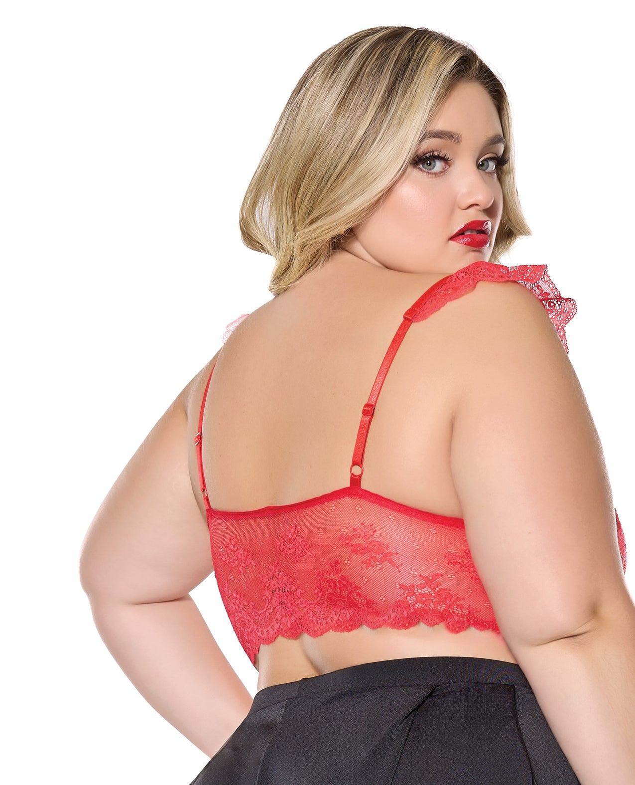 Scallop Stretch Lace Soft Cup Bralette - Red QN - SEXYEONE