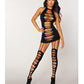 Seamless Opaque Halter Garter Dress w/Attached Thigh Highs - Black O/S - SEXYEONE