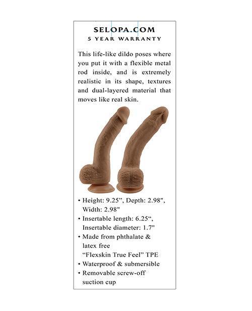 image of product,Selopa Natural Feel 7" Flexskin Dildo - Dark - SEXYEONE