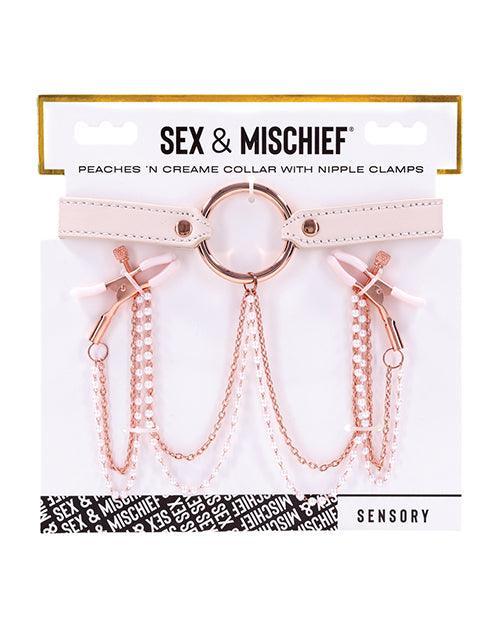 product image, Sex & Mischief Peaches 'n CreaMe Collar w/Nipple Clamps - SEXYEONE