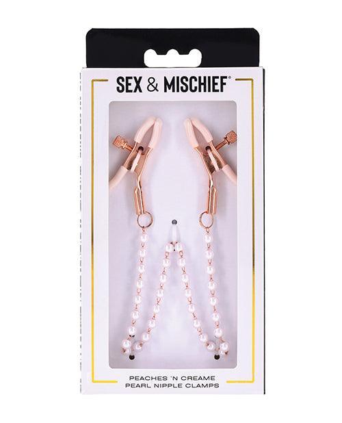 product image, Sex & Mischief Peaches 'n CreaMe Pearl Nipple Clamps - SEXYEONE