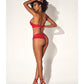 Shadow Stripe Underwire Top W/heart Detail & Crotchless Bottom Red - SEXYEONE