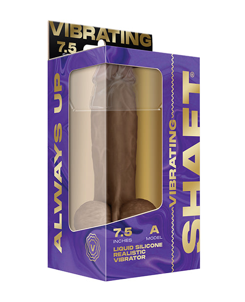 Shaft Flexskin Liquid Silicone 7.5" Vibrating Dong w/Balls - Oak - SEXYEONE