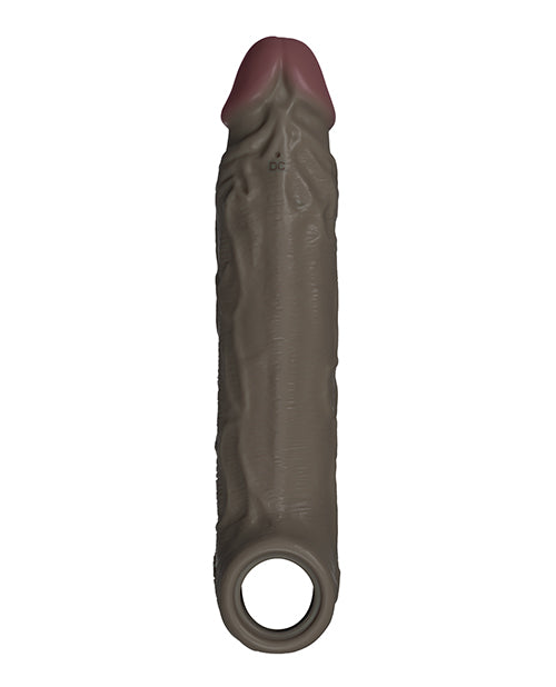 Shaft Flexskin Liquid Silicone 7.8" Vibrating Sheath - Mahogany - SEXYEONE