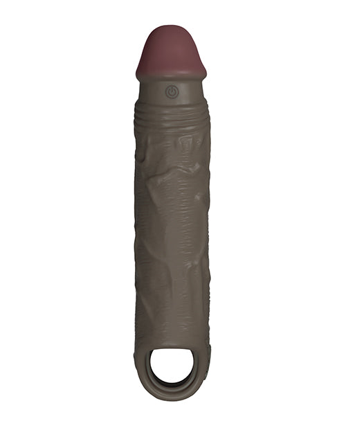 Shaft Flexskin Liquid Silicone 7.8" Vibrating Sheath - Mahogany - SEXYEONE