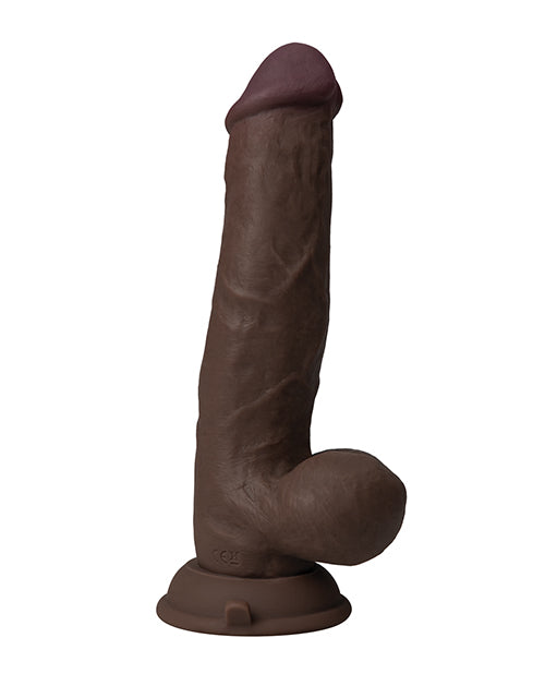 product image, Shaft Flexskin Liquid Silicone 8.5" Vibrating Side Curve Dong w/Balls - Mahogany - SEXYEONE