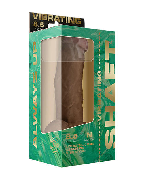 Shaft Flexskin Liquid Silicone 8.5" Vibrating Side Curve Dong w/Balls - Oak - SEXYEONE