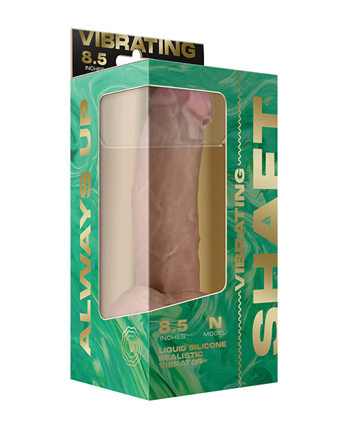 Shaft Flexskin Liquid Silicone 8.5" Vibrating Side Curve Dong w/Balls - Pine - SEXYEONE