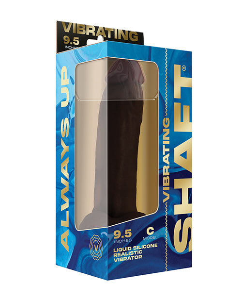 image of product,Shaft Flexskin Liquid Silicone 9.5" Vibrating Curved Dong w/Balls - Mahogany - SEXYEONE