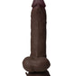 Shaft Flexskin Liquid Silicone 9.5" Vibrating Curved Dong w/Balls - Mahogany - SEXYEONE