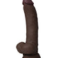 Shaft Flexskin Liquid Silicone 9.5" Vibrating Curved Dong w/Balls - Mahogany - SEXYEONE