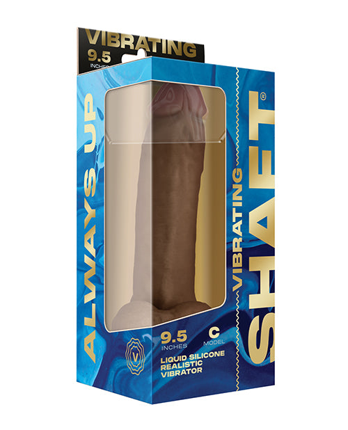 image of product,Shaft Flexskin Liquid Silicone 9.5" Vibrating Curved Dong w/Balls - Oak - SEXYEONE