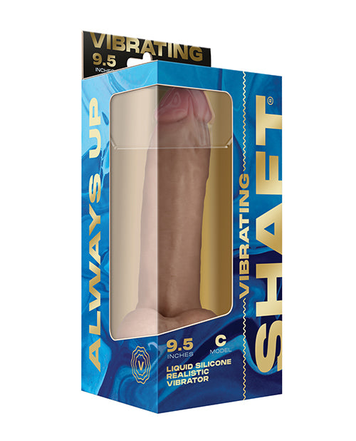 Shaft Flexskin Liquid Silicone 9.5" Vibrating Curved Dong w/Balls - Pine - SEXYEONE