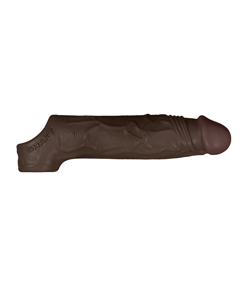 image of product,Shaft Model F Flexskin Liquid Silicone 7.8" Sheath - Mahogany - SEXYEONE