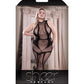 Sheer Cross Faded High Neck Crotchless Bodystocking Black Qn - SEXYEONE