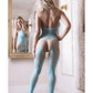 Sheer Fantasy Halter Neck Floral Lace Gartered Bodystocking & Panty Light Blue O/s - SEXYEONE